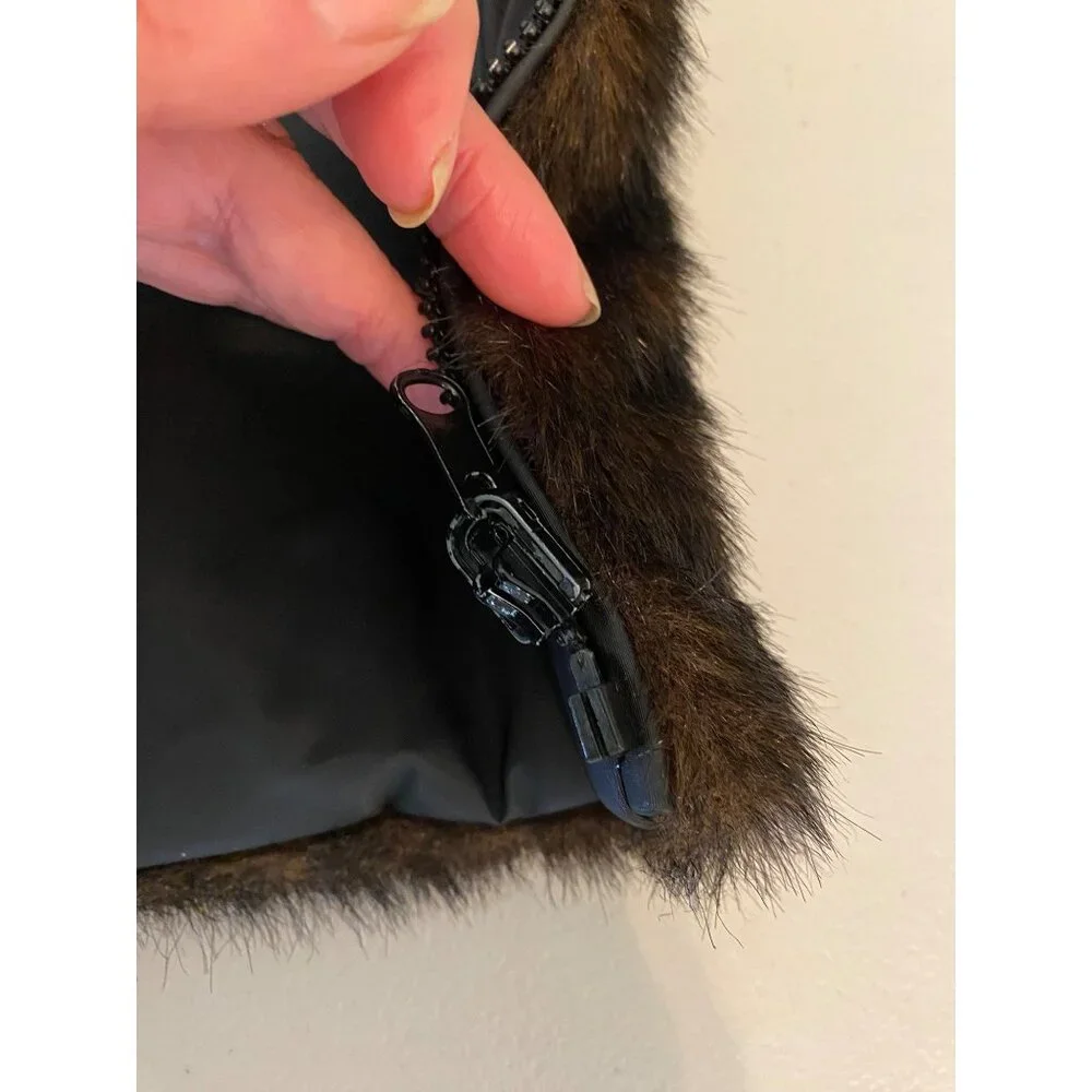 Giacca Reversible Faux Fur Vest Womens Brown & Black Large - Picture 9 of 12